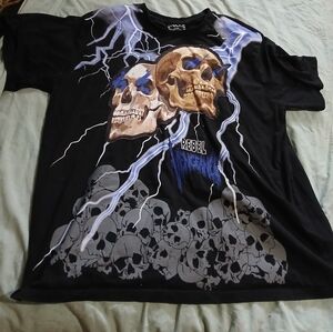 Rebel VENGENCE‎  Black Graphic Men's Shirt W SKULLS. SZ.4X